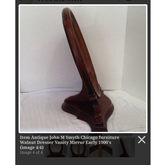 ANTIQUE JOHN M SMYTH CHICAGO FURNITURE WALNUT DRESSER VANITY MIRROR EARLY 1900's - Picture 7 of 9